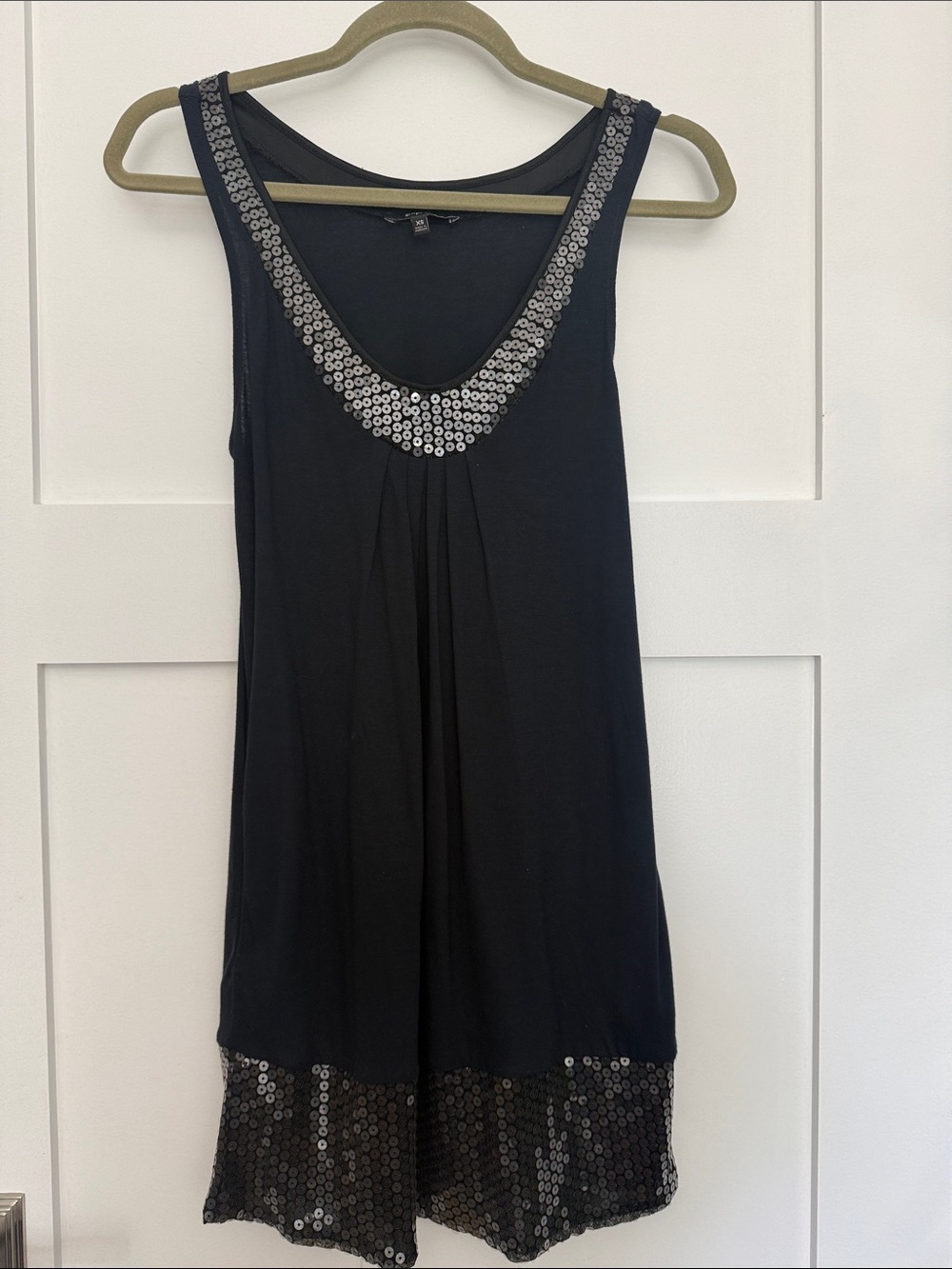 Express Black Mini Dress with Black Sequin Trim size XS